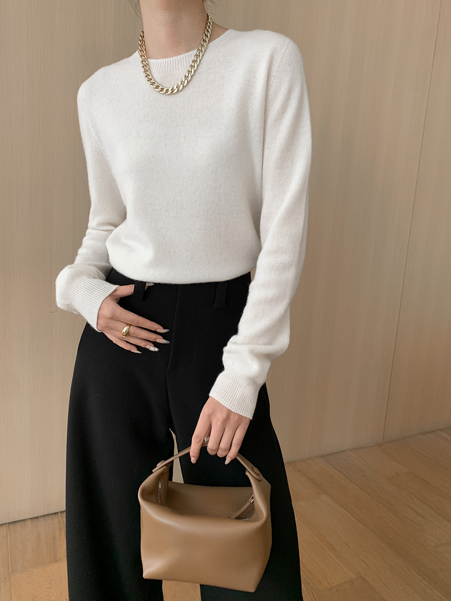 tailgate outfit black women Seamless All-Wool round Neck Bottoming Shirt Sweater 2024 Autumn and Winter Sn6145