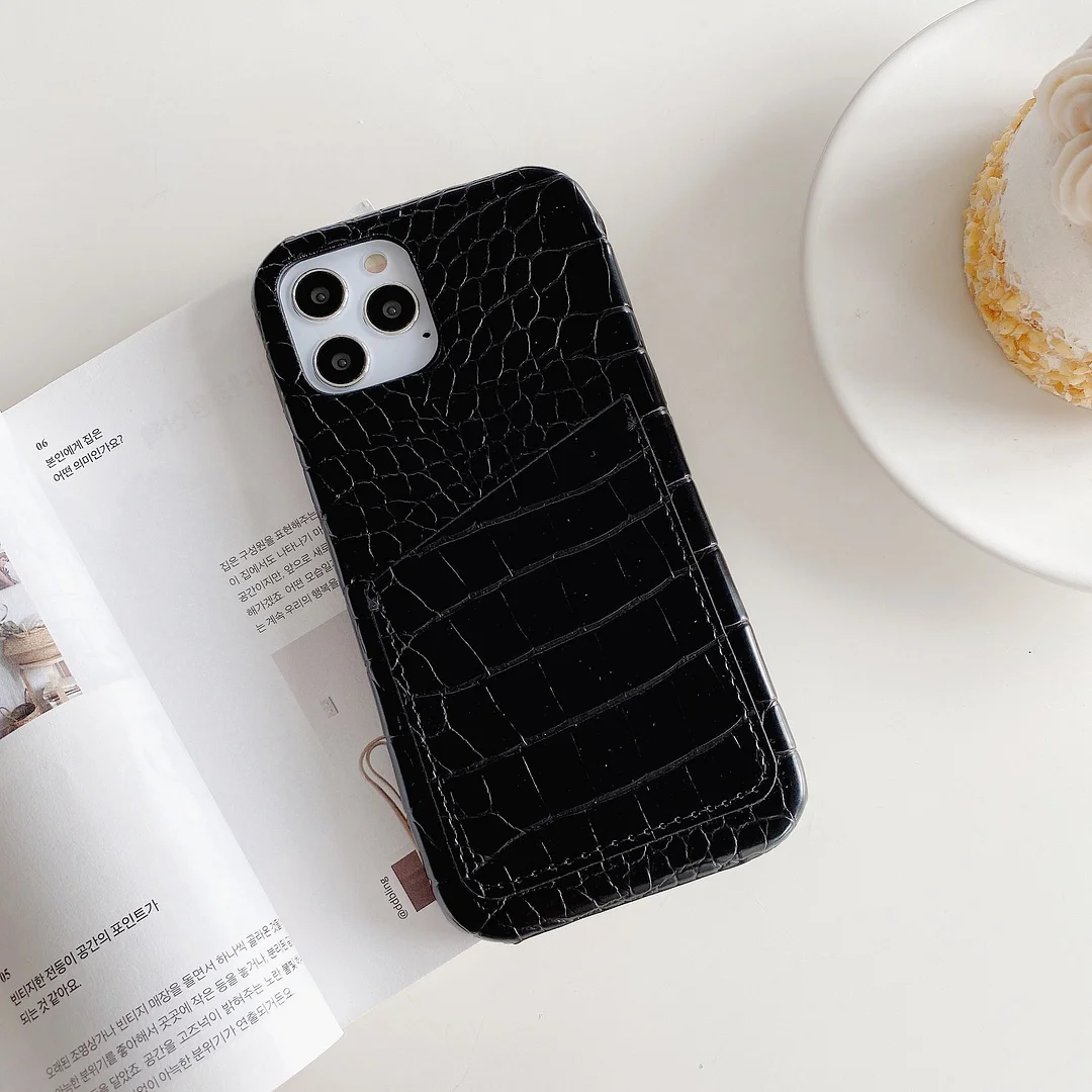 Crocodile Skin Insert Card Leather Phone Case