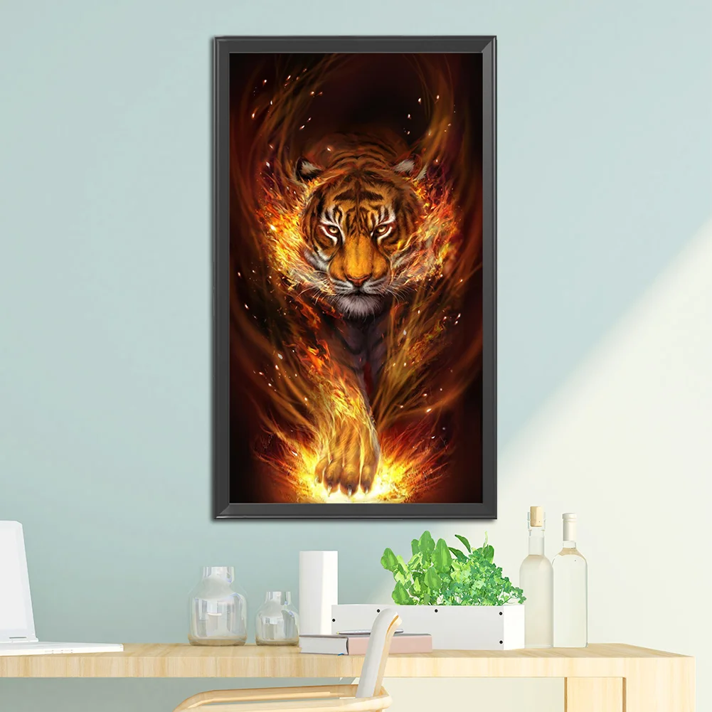 Diamond Painting - Full Round Drill - Fire Tiger(40*80cm)