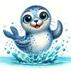 Playful Sea Lion-18CT Stamped Cross Stitch 20*20cm
