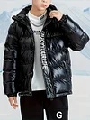 Kid Boys Letters Print Hooded -padded Jacket Metallic Warm Coat