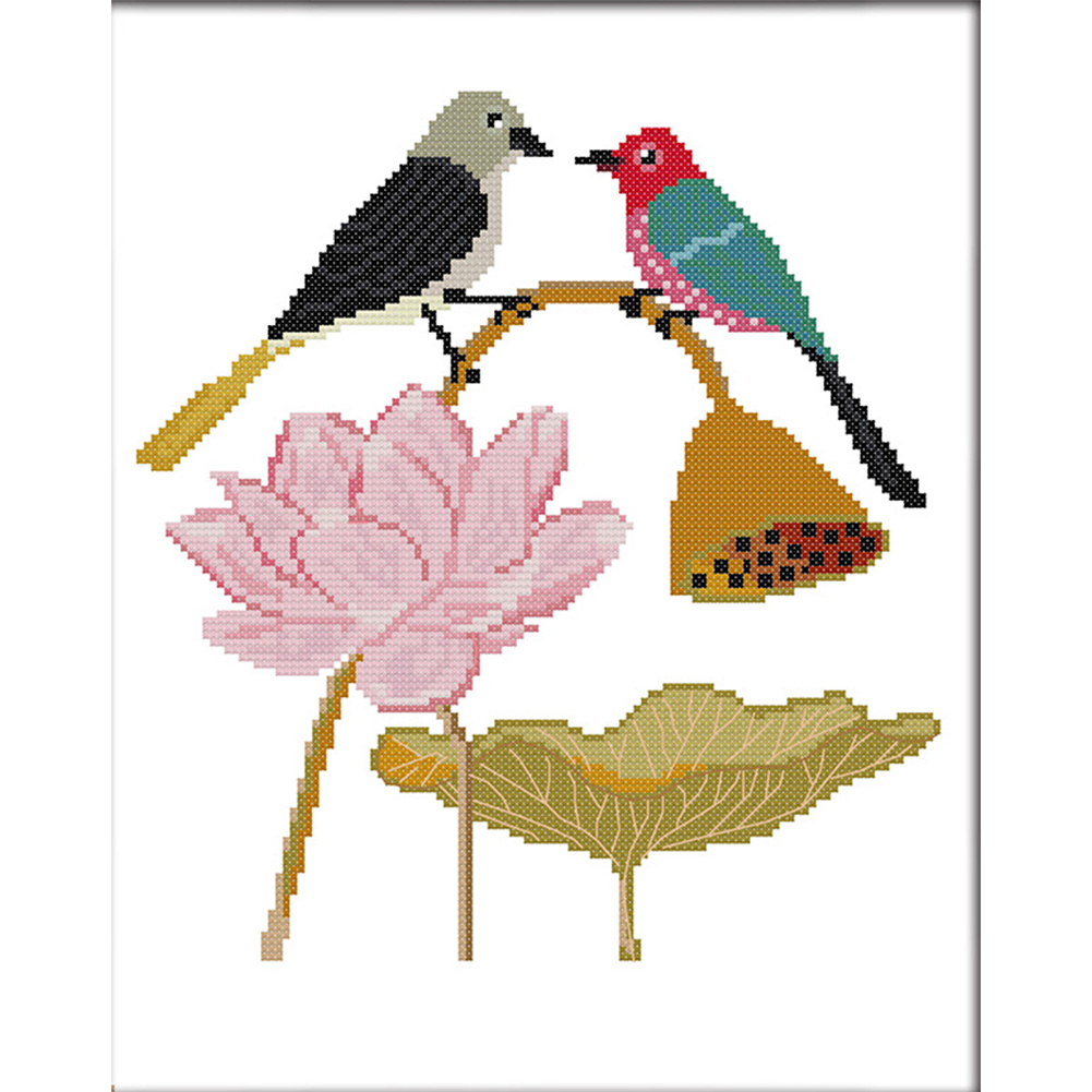 

Bird Lotus - 14CT Stamped Cross Stitch - 29*34CM, 501 Original