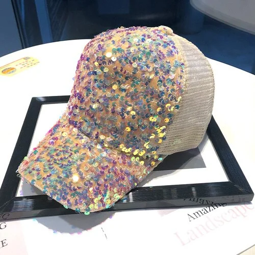 Spring and Summer Outdoor Baseball Cap 2023 Ladies Tide Brand Wild Sequin Caps StreetBreathable Mesh Sunshade Hat