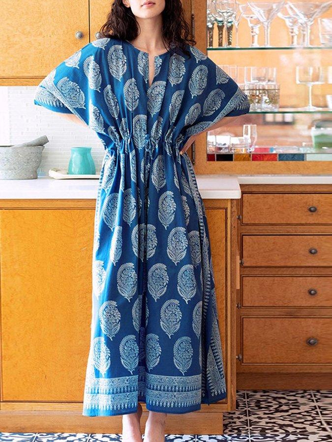 Loose Printed Holiday Kaftan Maxidress