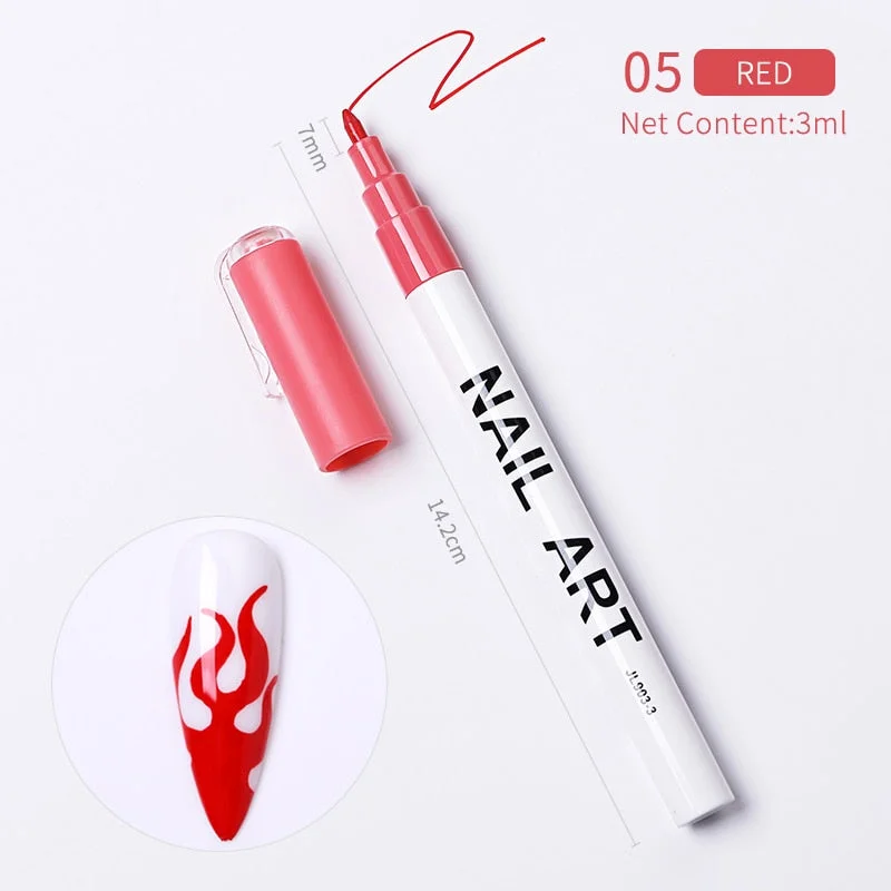 1 Pcs Nail Art Graffiti Pen Waterproof Drawing Painting Liner Brush DIY Flower Abstract Lines Details Nail Art Beauty Nail Tool-Nail Inspo