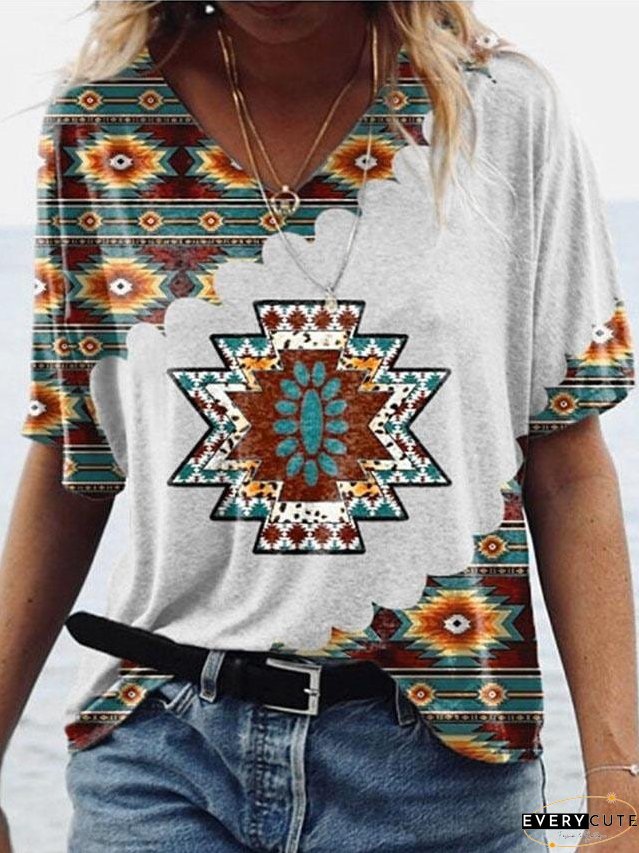 Native American Inspired V-Neck Tee