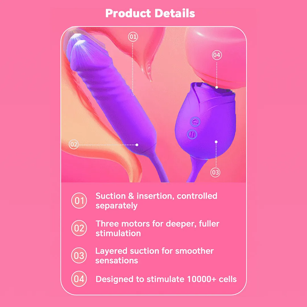 Upgraded Rose Clit Sucker & G-Spot Thrusting Vibrator