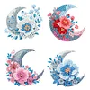 4Pcs Diamond Painting Brooch Diamond Painting Pins Jewelry Kit (Moon And Flower)