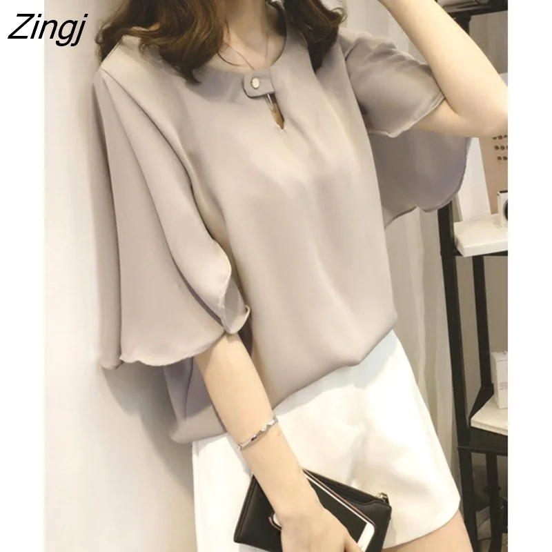 Zingj sleeve 2022 summer women's shirt blouse for women blusas womens tops and blouses chiffon shirts ladie's top