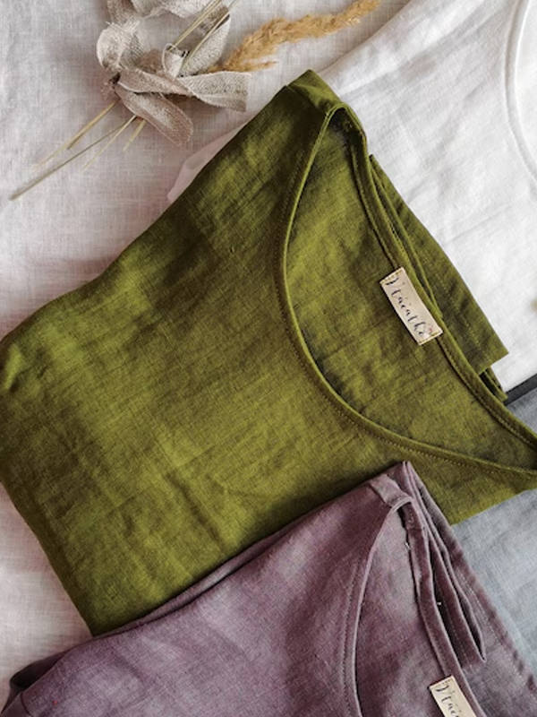 Solid Color Cotton And Linen Top hjn Shicloths