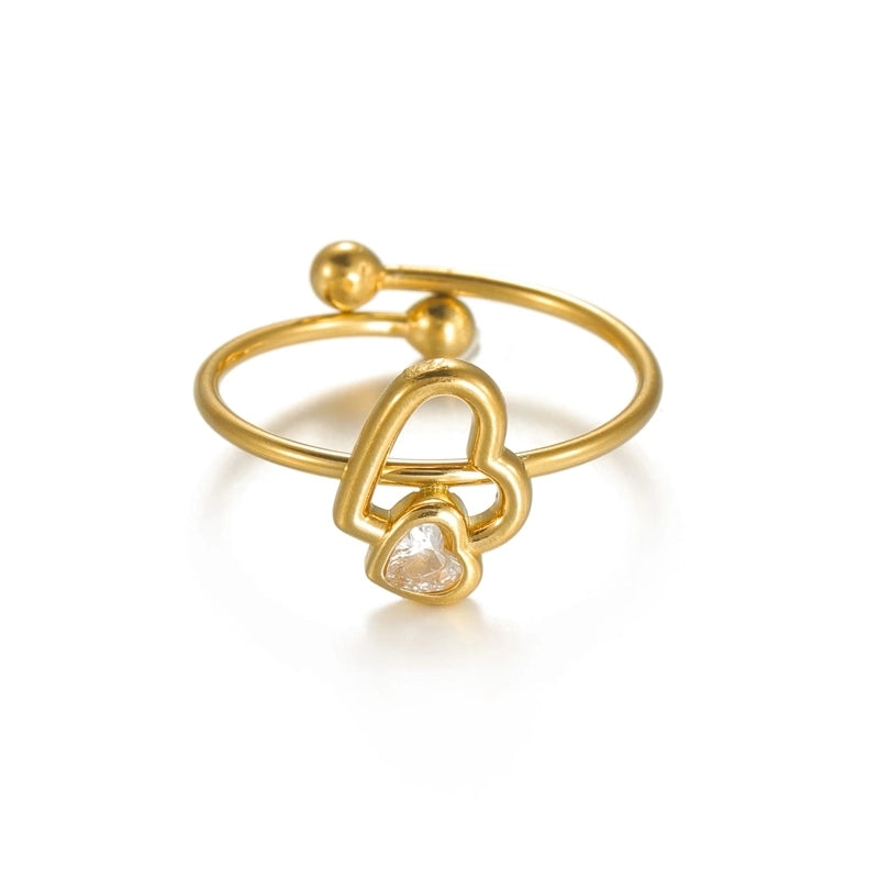 Elegant Minimalist Streetwear Heart Shape 304 Stainless Steel 18K Gold Plated Open Rings