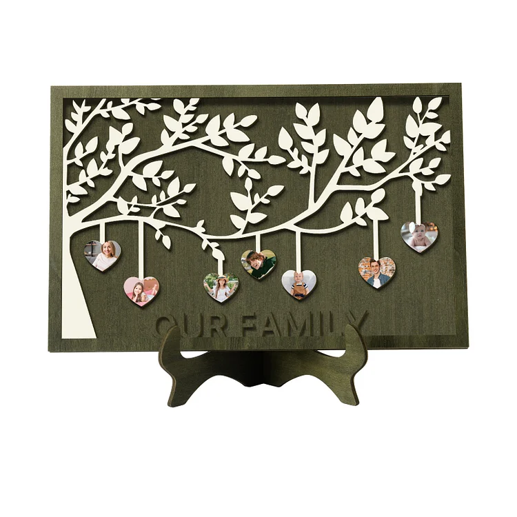 7 Photos-Personalized Family Tree Decoration Wooden Ornaments Concave And Convex Frame  Custom Photos For  Our Family