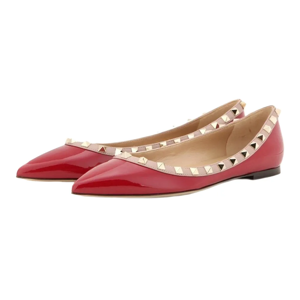 Pointed Toe Flats For Women Fashion Rivets Comfort Ballet Flats Shoes-vocosishoes
