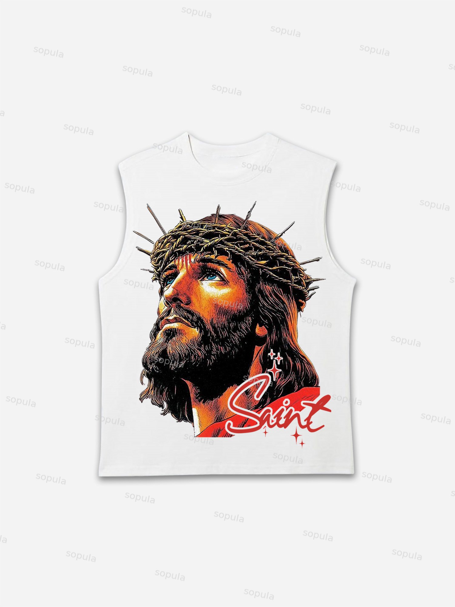 God Saint Graphic Print Tank Top - Sopula｜Premium Graphic Tees & Graphic Clothing