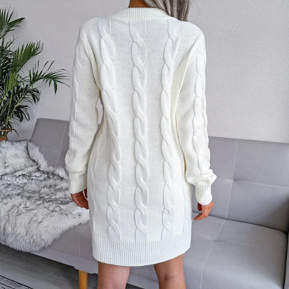 Woman Twist Bag Hip Sweater Dress Knitted Dress