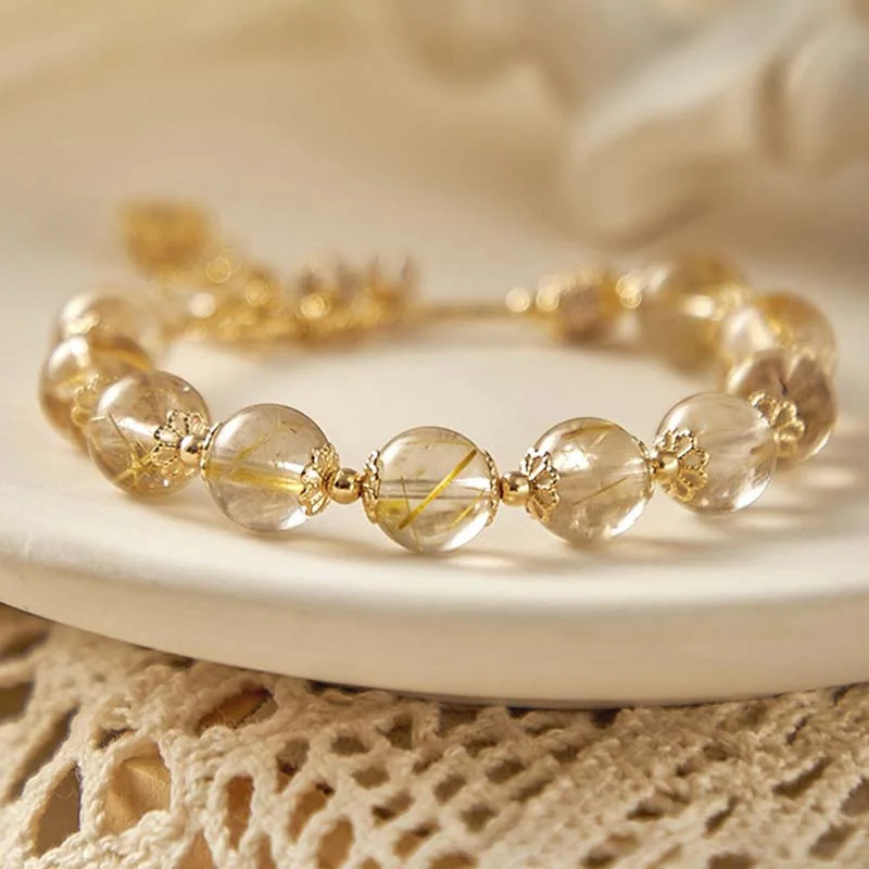 Natural Citrine Happiness Snowflake Charm Bracelet