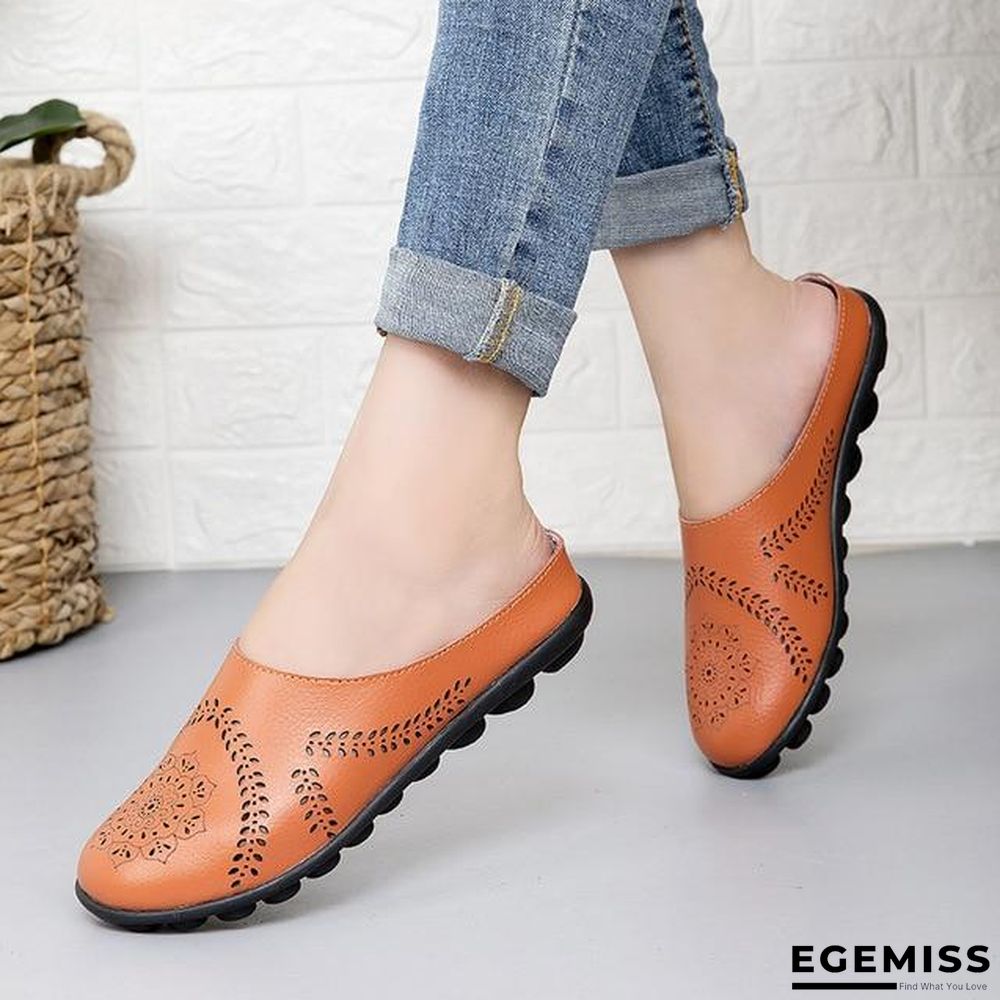 Cow Muscle Ballet Flower Print Women Genuine Leather Flats Loafer Shoes | EGEMISS