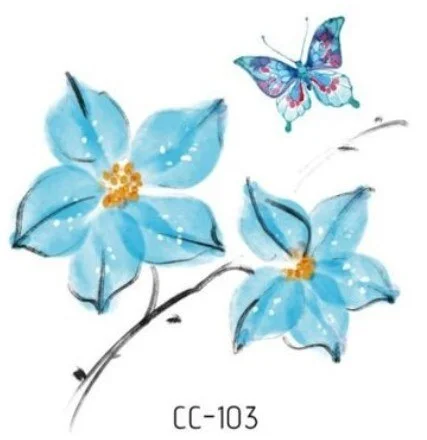Temporary Tattoos Sticker for Women Body Art Tattoo Sticker 3D Butterfly Rose Flower Feather Tattoo Waterproof 6X6cm Gift