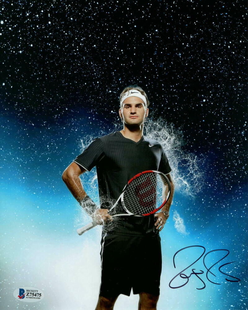 ROGER FEDERER SIGNED AUTOGRAPH 8X10 Photo Poster painting - TENNIS GRAND SLAM CHAMPION, BECKETT