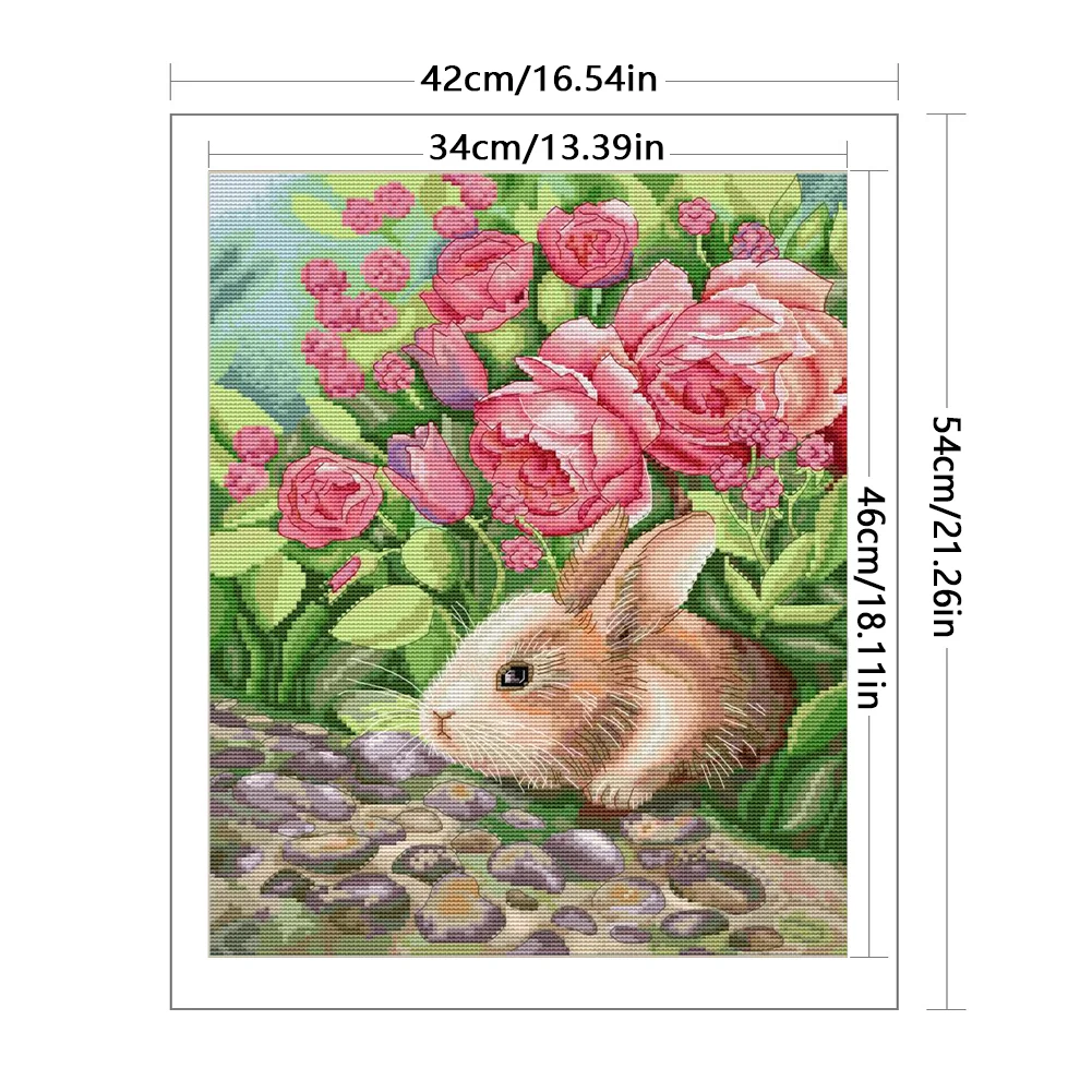 DIY Stamped Cross Stitch 11CT Full Embroidery 42*52cm - Smelling Rabbit