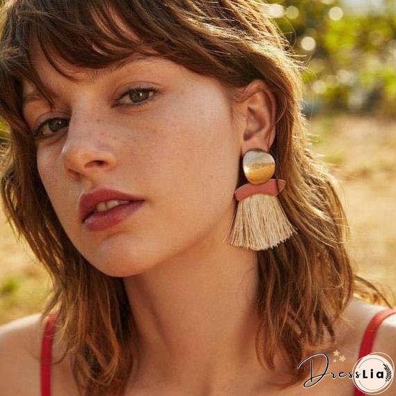 High quality vintage handmade tassel pendant long stud earring for women ear party jewelry