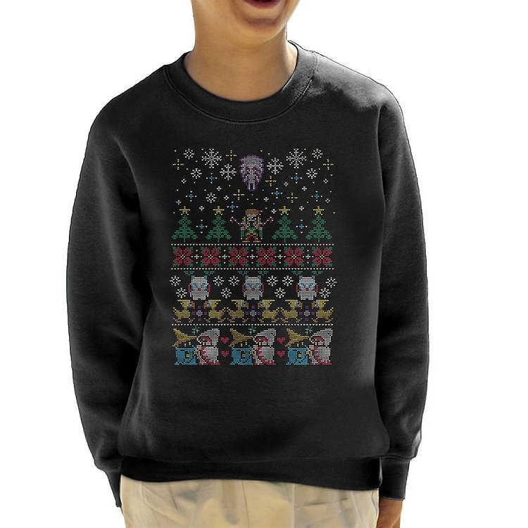 Final Fantasy Winter Mage Christmas Knit Pattern Kid's Sweatshirt