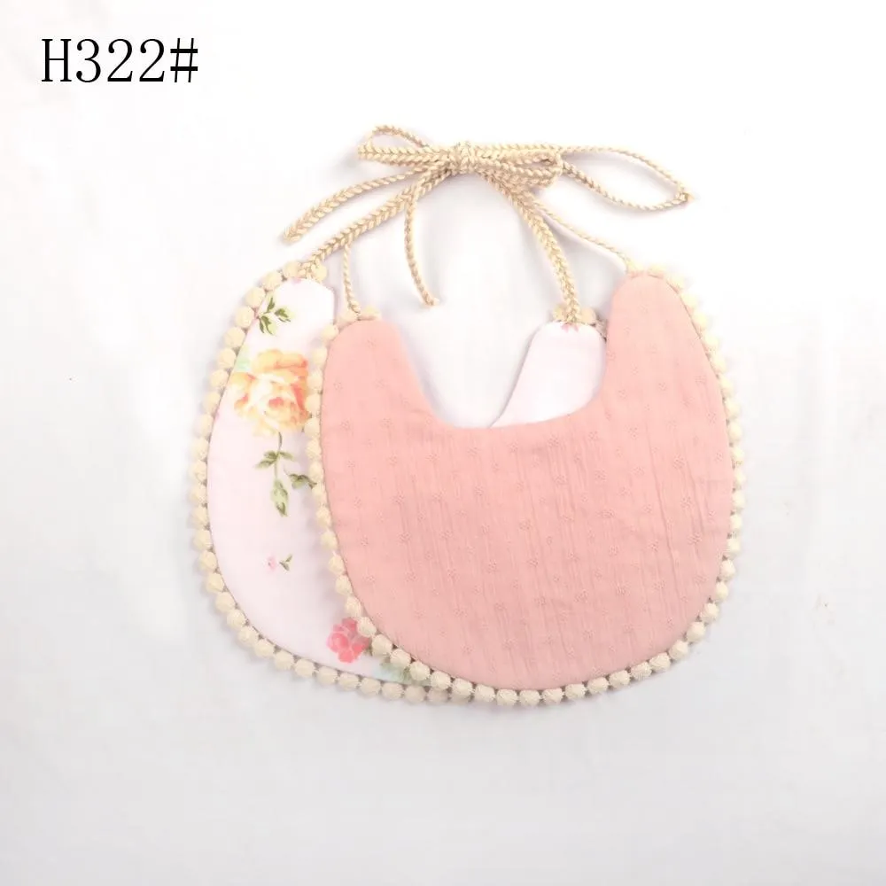 2020 Brand New Infant Baby Girl Boy Bib Kid Toddler Dinner Feeding Tassel Double-deck 100% Cotton Linen Burp Cloths Saliva towel