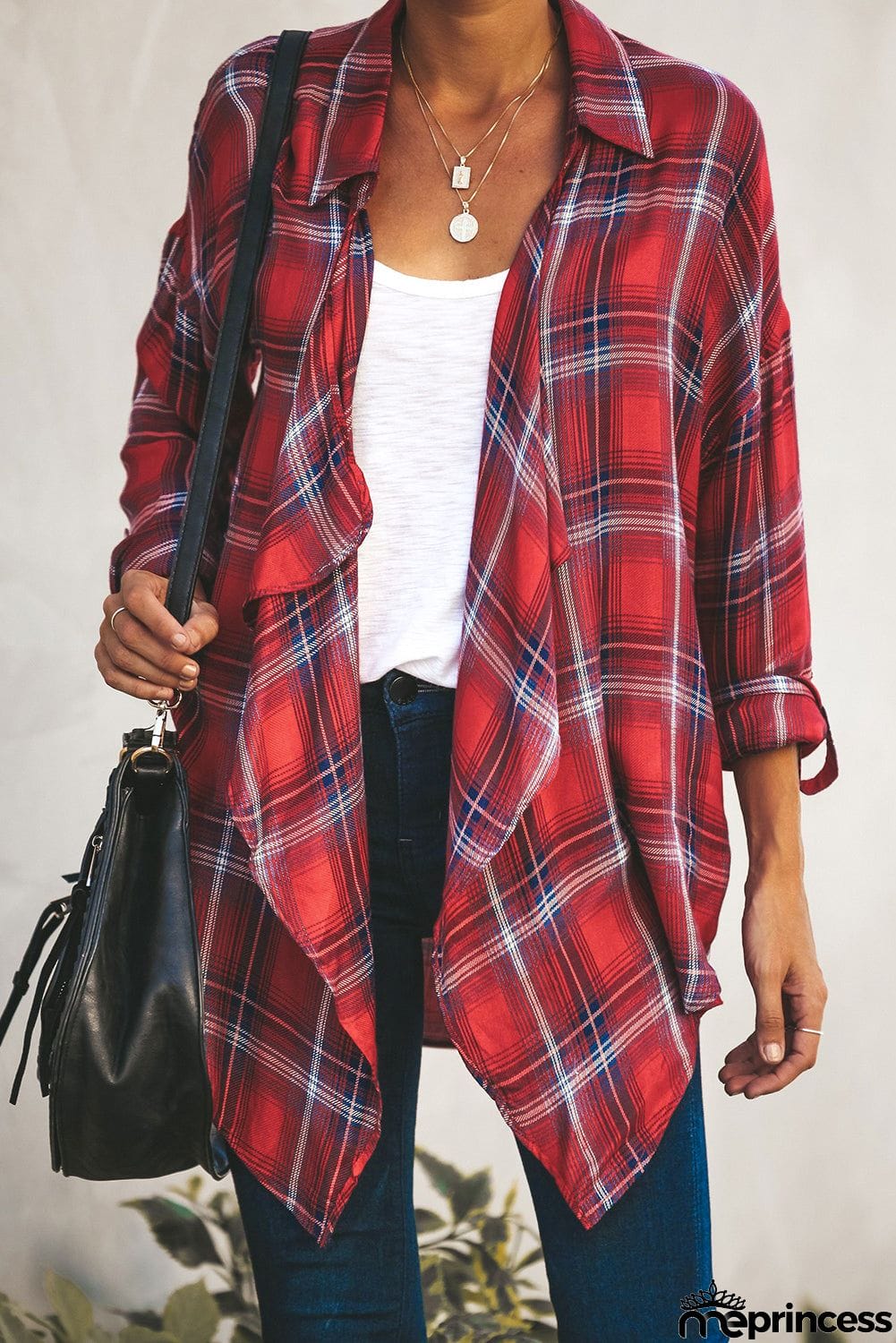 Plaid Drape Cardigan