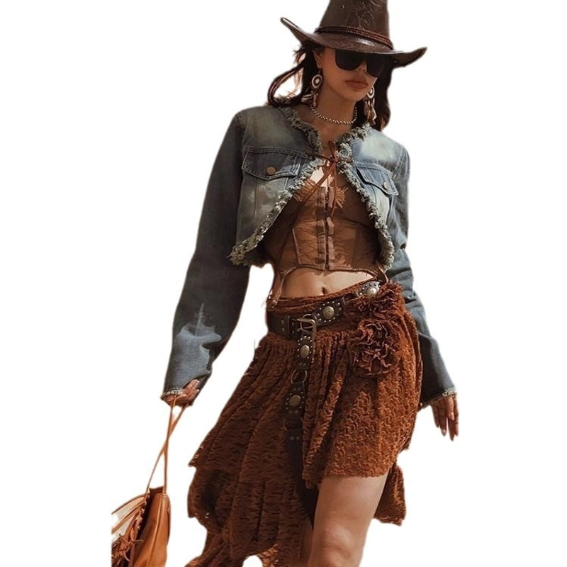 Western Denim American Style Retro Belt New Brown Belt Jeans Korean Style Waist