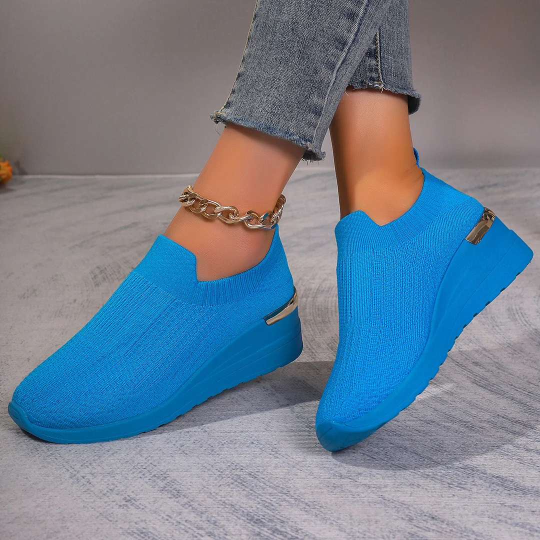 Yyvonne Women's Shoes In The Spring And Summer Of 2025 New Flying Mesh Shoes Children Leisure Sports Slopes And Thick-Soled Single Shoes