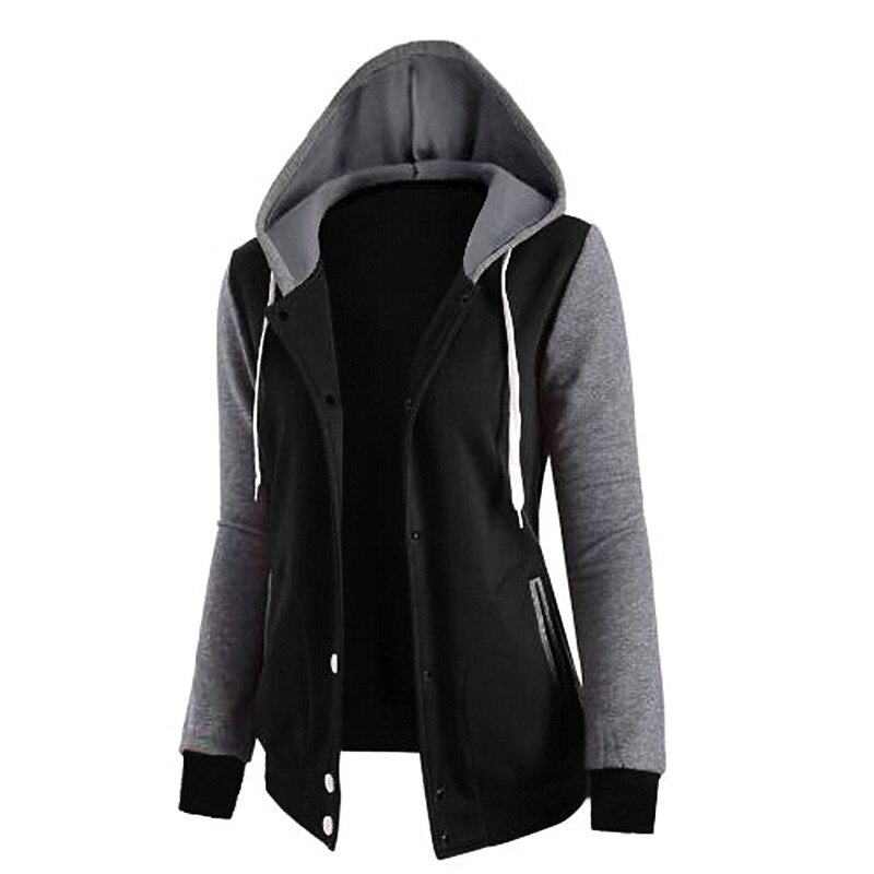 Women Hoodies Coat Casual long Sleeve Patchwork Pockets Button Sweatshirt Fashion new and American Style Lady