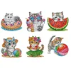 (US Only)6Pcs Diamond Painting Refrigerator Magnets Diamond Art Kits for Adults (Cat)