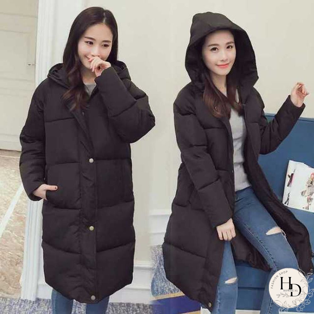 Women Loose Puffer Long Coat Parka Jacket Hooded Oversized Winter Outerwear