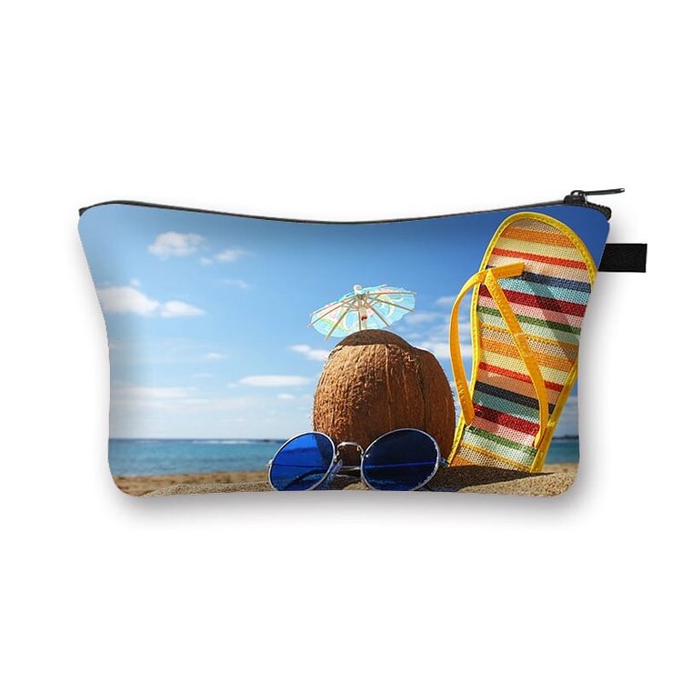 Beach summer Printed Hand Hold Travel Storage Cosmetic Bag Toiletry Bag