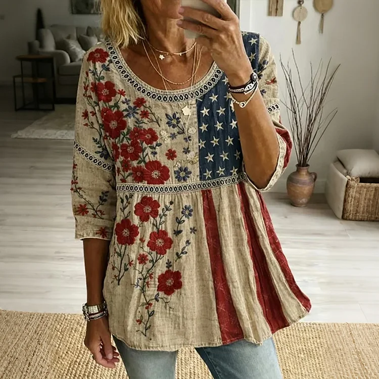 Women's Casual Retro Cotton-linen Top