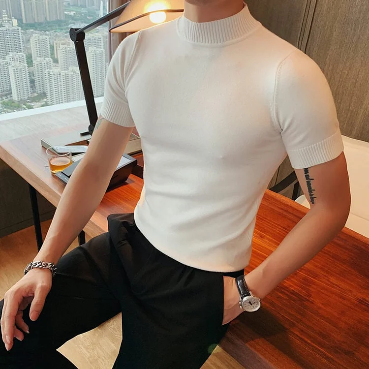 Knitted round neck business T-shirt 