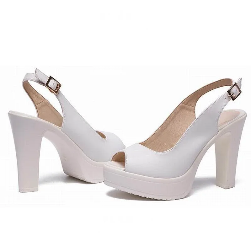 Qengg Plus Size 43 Women Platform High Heels 2020 Fashion Office Lady Peep Toe Pumps Party Wedding Bride Shoes Leather