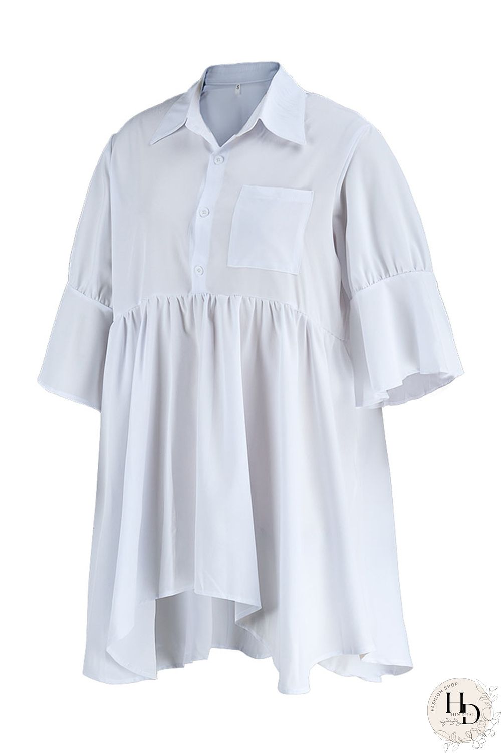 Black Casual Solid Split Joint Buckle Turndown Collar Shirt Dress Dresses