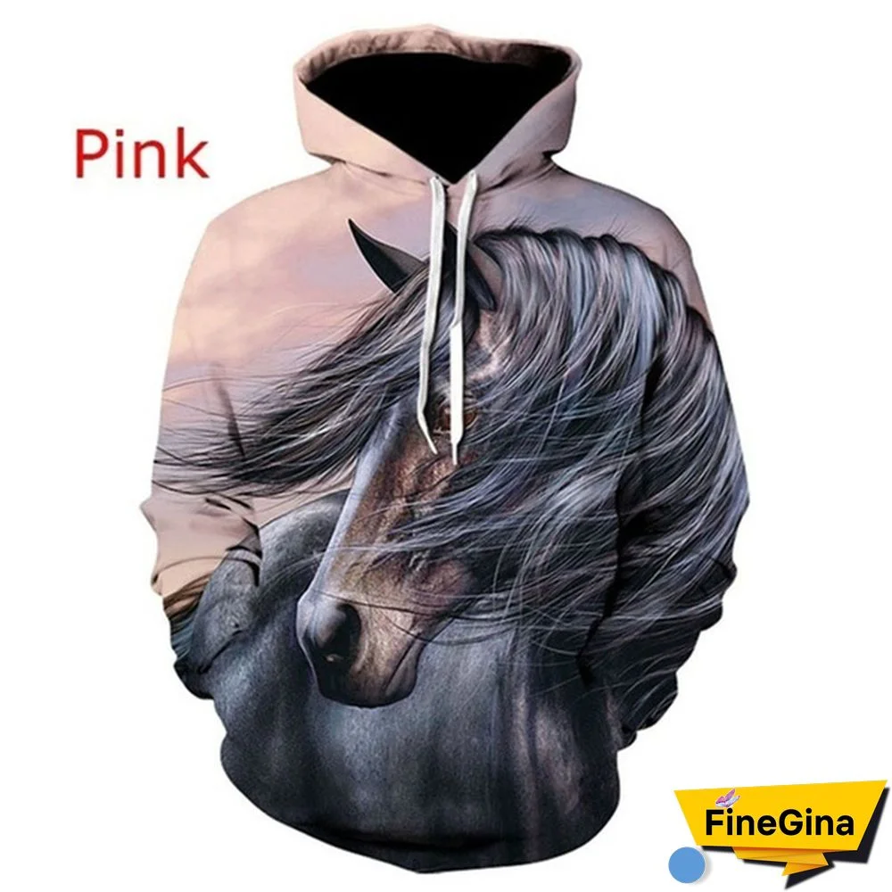 Fashion Sweatshirt Men/Women 3D Horse Print Hoodies Unisex Sweatshirts Streetwear Pullovers Tops XS-5XL Plus Size