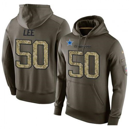 NFL Men's  Dallas Cowboys #50 Sean Lee Stitched Green Olive Salute To Service KO Performance Hoodie