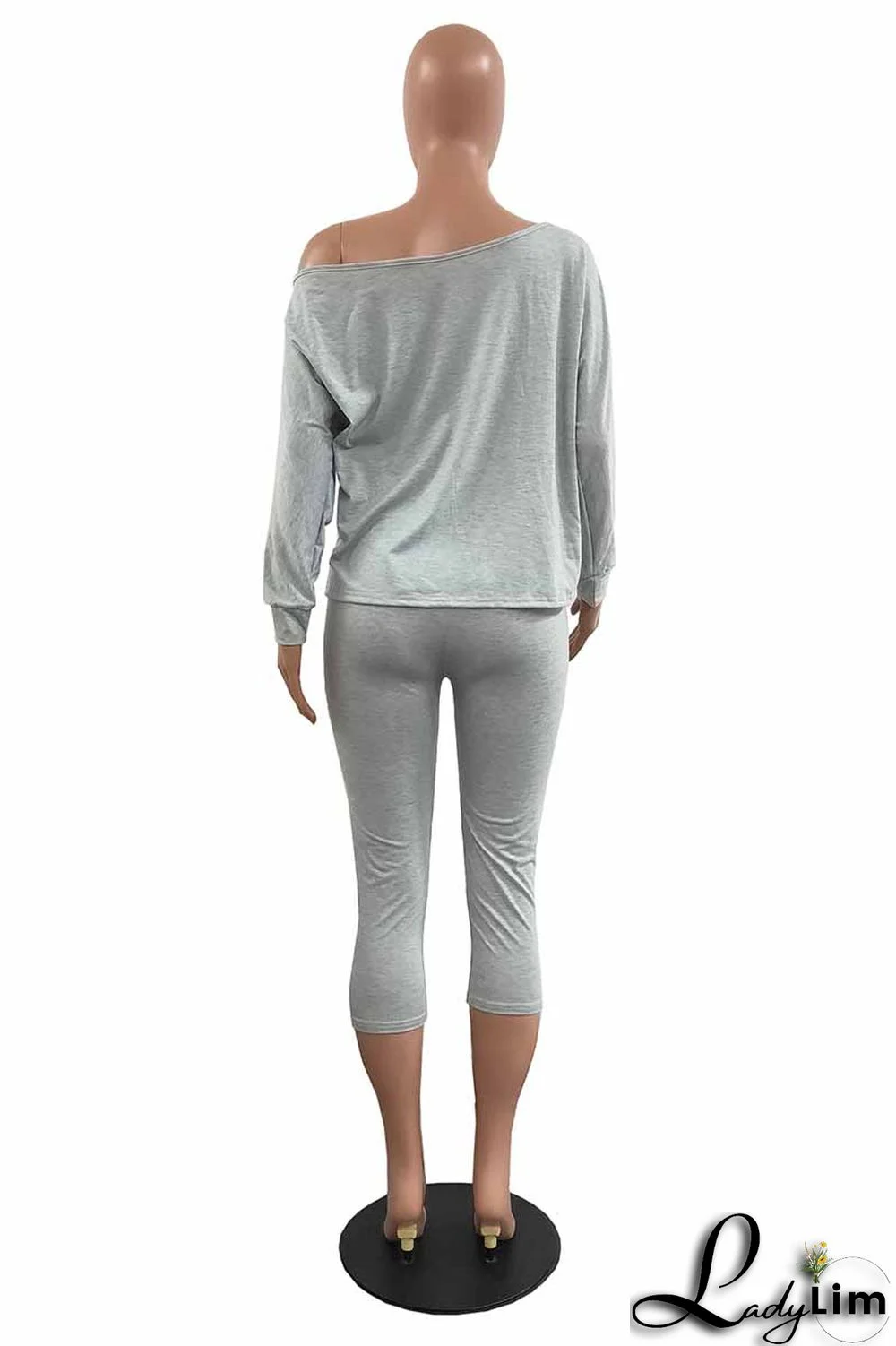 Pink Fashion Casual Letter Print Basic Oblique Collar Long Sleeve Two Pieces