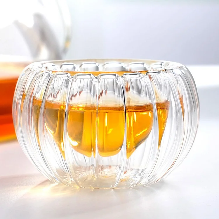 Modern Glass Striped Pumpkin Cup | AvasHome