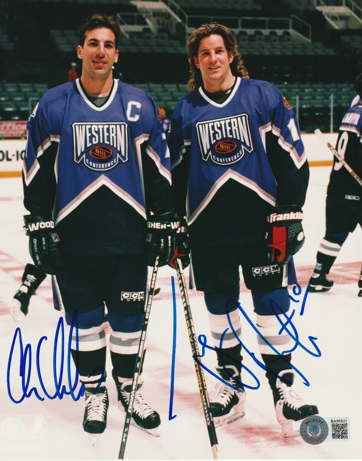 CHRIS CHELIOS & TONY AMONTE Signed ALL-STAR GAME 8x10 Photo Poster painting w/ Beckett COA (BAS)