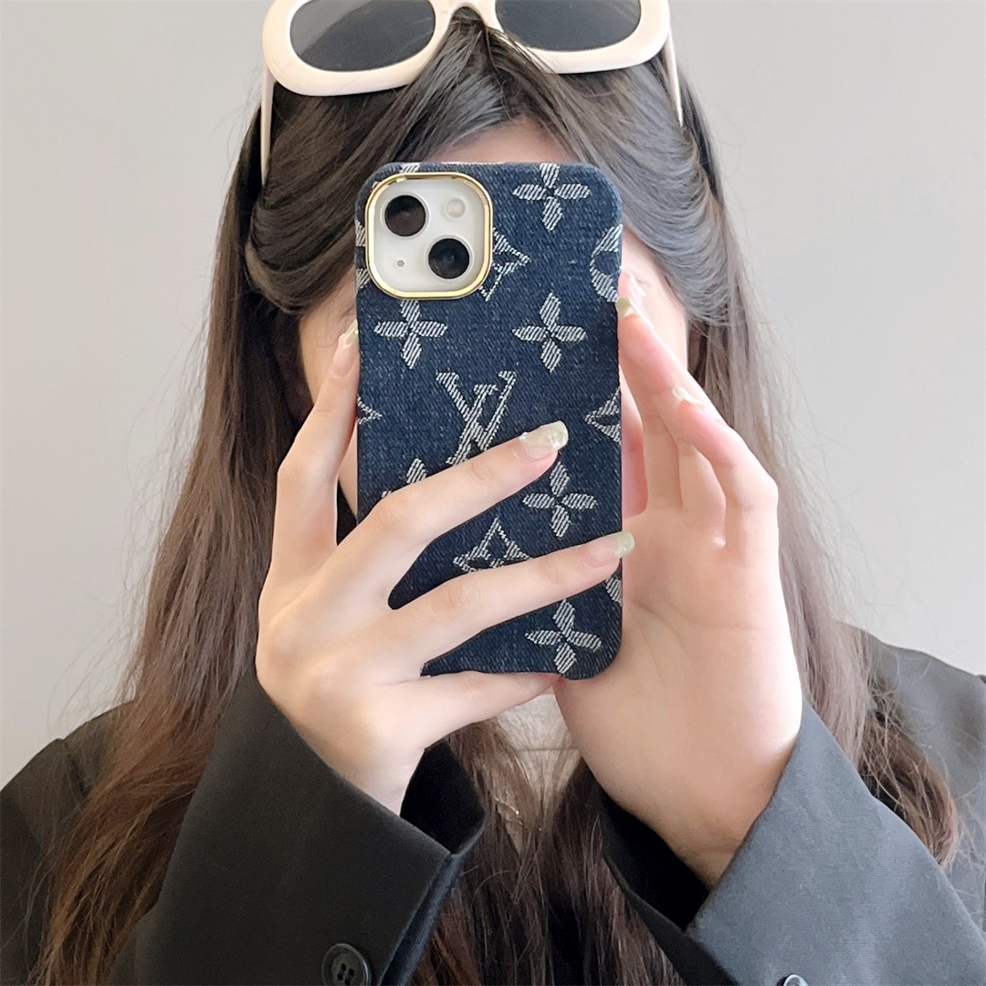 LV Monogram Denim Jacquard Fabric Apple iPhone Case