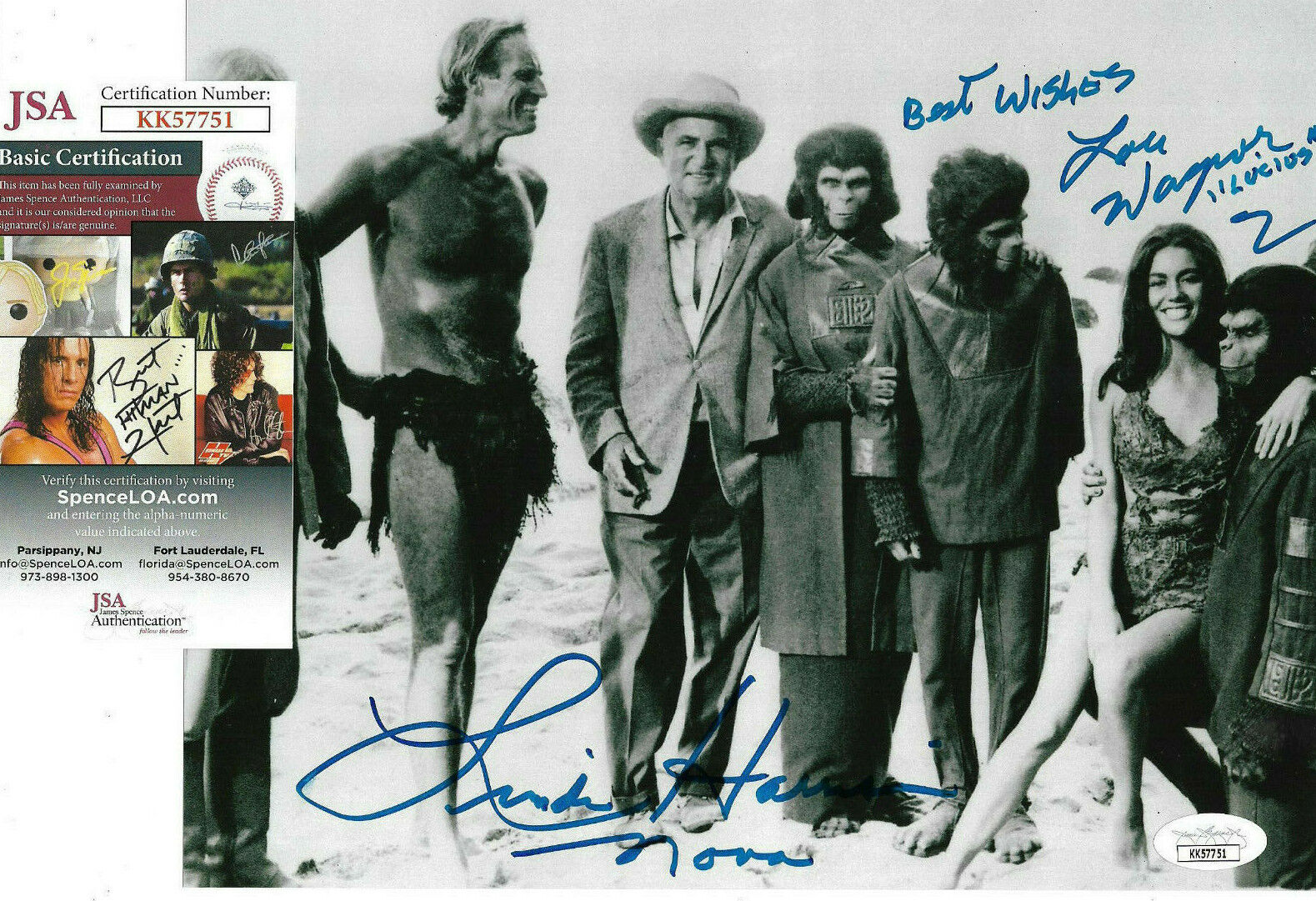 Linda Harrison & Lou Wagner Signed 8x10 Photo Poster painting Auto, Planet of the Apes, JSA COA