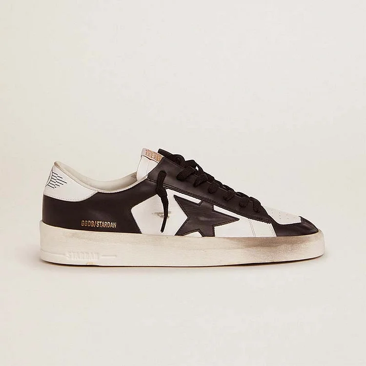 Golden Goose Stardan Hombre de cuero blanco y negro