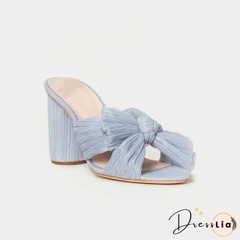 Brand New Summer Woman Mules Shoes Sandals Super High Heel 8 cm With Butterfly-knot Sweet Lady Office Shoes Plus Size 50
