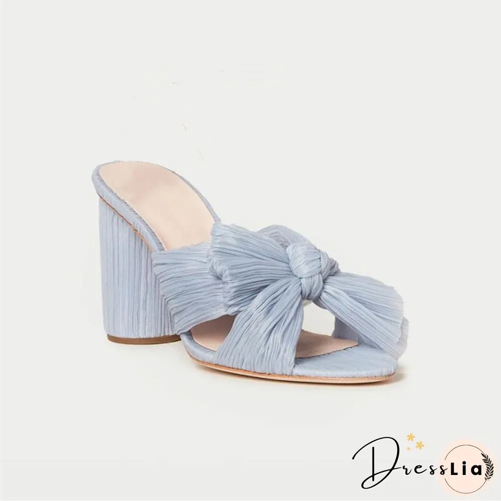 Brand New Summer Woman Mules Shoes Sandals Super High Heel 8 cm With Butterfly-knot Sweet Lady Office Shoes Plus Size 50