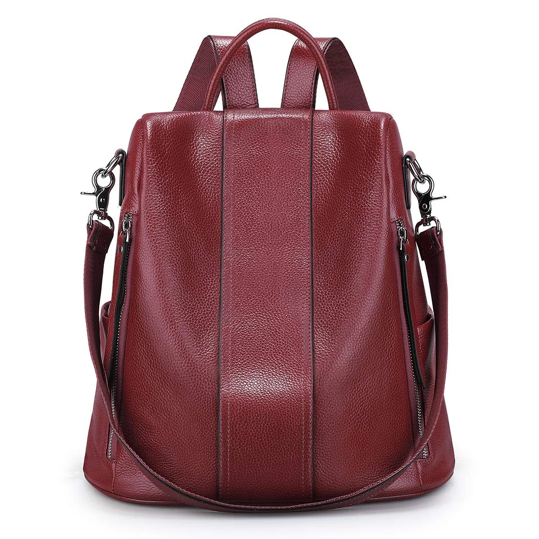 Women Soft Leather Backpack Antitheft Rucksack Ladies Shoulder Bag Medium