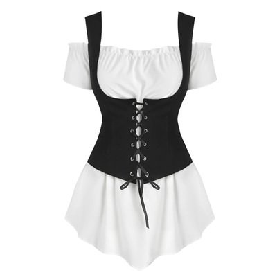 Off-neck Shirt Strap Vest Punk Temperament Twinset Women